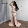 Sexy Pink Satin Mermaid Prom Dress One Shoulder High Split Evening Gowns Saudi Arabia Long Party Gorgeous Vestidos De Fiesta