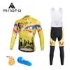 2024 Geel Team Winter Wielertrui Set Fietskleding Ademende Mannen Thermische Fleece Lange Mouw Fietsbroek B2