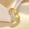 Mulheres Row Diamond Ring Band Gold Gold Open Open Ajusta Rings de cluster Tail Noivado Wed Jewelry Gift Will and Sandy