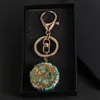 Keychains Natural Stone Orgonite Energy Pendant Turquoises Chip Gravel Orgone Amulet Emf Protection Key Rings Healing Jewelry308s
