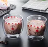 二重壁ガラスマグカップ漫画ベアキャット動物柄コーヒーカップバレンタインデーギフトかわいいミルクカップSN5433