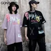 Gonthwid Graffiti Ink Imprimir T-shirts Hip Hop Punk Rock Hipster Streetwear Tees Camiseta Homens Verão Casual Manga Curta Tops Masculino G1229