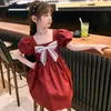 夏の女の子のドレススクール制服韓国の弓半袖スウィートプリンセスドレス巨乳服