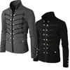 Herrjackor Herr Gothic Steampunk Military Parade Jacka Slim Fit Tunika Rock Svart Army Coat Långärmad Herr Plus Size