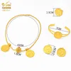 Parure di gioielli Bracciale di design di lusso ANIID Collana con set africano Orecchini da sposa Donna Anelli nuziali con moneta placcata oro indiano Egiziano