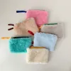 Moeda de cor de contraste de pelúcia bolsa de moeda mulheres quadro quadrado bolsa bonito zero zíper cartão bolsa bolsa coreana mini saco de armazenamento cosmético