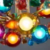 Modern LED Crystal Glass Ball Chandelier Pendant Lamps Lights for Living Room Home Decoration Gold Round Kitchen Fixture Colorful Stone Hanging Lamp