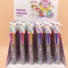 Cute Cartoon 6 Kolory w 1 Unicorn Ballpoint Pen Rainbow Kawaii Piłka Pióro Szkolne Biuro Dostarczanie Dzieci Prezent Papeteria