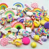 Glina polimerowa Lollipop, Candy, Rainbow Pudding Assorted Packs, Dollhouse Home Graj słodycze Miniatury 50 sztuk / partia 30-50mm 210811