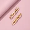 Hoop & Huggie Beauty Layer 2021 Fashion Irregular Rectangle Huggies Earrings Women's Collar Punk Alloy Pendant Chain Jewelry P195v