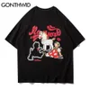 T-shirts Chemises Streetwear Hommes Hip Hop Dessin animé Mignon Fille Cheval Ours Imprimer T-shirts à manches courtes Casual Coton Harajuku Tops 210602