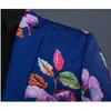 세련된 꽃 자카드 로얄 블루 블레이저 자켓 남자 하나 버튼 슬림 맞는 파티 웨딩 페스티벌 망 정장 재킷 의상 Homme 210522