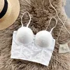 Kadınlar Moda Ins Seksi 3D Işlemeli Göğüs Giyim Kolsuz Giyim Kısa Büstiyer Korse Kırpma Üstleri R414 210527