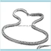 Chains & Pendants Jewelrygranny Chic 7-40 Inch Sier Color Stainless Steel Double Curb Cuban Chain Necklaces For Men Women Dont Fade Jewelry