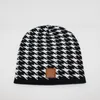 Black Checkerboard Women Beanie Couple Street Dance Hip Hop Check Leopard Print Cold Hat Men Ladies Trendy Warm Woolen Hat