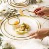 Transparent Glass Dinner Plates Dishes Salad Fruit Bowl Luxury Gold Inlay Glass Cake Food Plate Tableware Set for Restaurant6170750