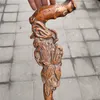 Antik hela antik vintage trä snidning hantverk trä gåva persika chayot promenad pinne för äldre283u