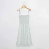 Retro Elegant Elastic Body Long Sling Dresses France Fresh Floral Print Vintage Women Summer Dress Holiday 210429