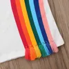 Lioraitiin 1-6 años niño nueva moda bebé niña verano camiseta manga corta Arco Iris impreso borla Patchwork algodón Tops G1224