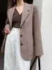 Retro Blazer Woman Loose Långärmad Koreansk stil Vår Höst Fashion Office Wear Kvinnlig kostym Jacka 210608