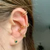 Boucles d'oreilles de chaîne de mode Hoop Huggie Set Punk Gold Safety Pin pour femme Crystal Circle Double piercing Bijoux d'oreille8334091