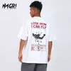 Męski krótki rękaw Harajuku estetyka T-shirt Moda Lato Japoński Styl Casual Cartoon Drukuj List Zabawna Koszula 210707