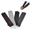 Luvas cinco dedos longa seção de lã sem dedos para mulheres Mantenha quente no inverno Arm cor sólida manga Vestuário Acessórios