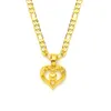 Womens centre Heart Pendant 14k Solid Gold GF Italian Figaro Link Chain Necklace 600 * 3 mm
