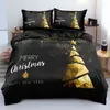 3D Bed Keten Merry Christmas Beyaz Yatak Setleri Noel Nevresim / Yorgan Kapak Seti Comfotter Durumda 220x240 King Kraliçe Tam Twin Kırmızı Yay 220112