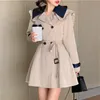 Mola outono windbreaker fêmea casual cintura alta temperamento clássico trench casaco para mulheres jaqueta blazer outerwear 210514
