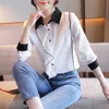 Coréen femmes chemises en mousseline de soie Blouses bureau dame haut blanc grande taille femme volants Blouse élégant 210531