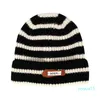 mode-petten Winter warme dikke streep gebreide casual mode elastische zachte acryl Skull Hat buitenhoed