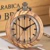 Eenvoudige houten zakhorloge ketting retro hout ronde wijzerplaat analoog 12 uur display quartz pocketwatch kunstcollecties voor mannen