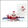 Saluto Evento Forniture festive Casa GiardinoBiglietti d'auguri Cartolina di Natale 3D Regali di Natale per bambini Cartolina Babbo Natale Salita sul camino Festa Y