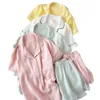 Summer Ladeis Sweet Candy Color Ganik Cotton Solid Piżamy Zestaw Krótki Rękaw + Spodnie Kobiety Cute Homewear Casual Wear 210830