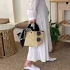 Elegante Damen Stroh gewebt Handtasche Frauen Urlaub Strand Casual Tote Top-Griff Taschen Mode Retro Schulter
