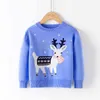 Boże Narodzenie Baby Girls Sweter Jesień Zima Dzieci Knitwear Boys Sweter Cartoon Deer Dzianiny odzież dziecięca 210521