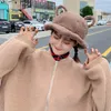 Kvinnor Söt Katt Öra Plush Bucket Hat Vinter Koreansk version Fiskare Japansk Wild Style Ball Varm Basin Wide Brim Hattar