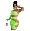 Produto Mulheres Neon Roupas Side Oco Out Trendy Chic Mini Dresses Party Night Club Sexy Dress Por Atacado 210525