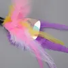 Cat Speelgoed Pet False Butterfly / Worm Feather Interactive Grappige Teaser Wand Training Kitten Kleurrijke Rod