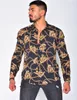 Mode Män Barock Blommor Royal Print Skjortor Designer Klänning Fancy Slim Club Style