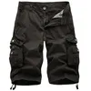 Summer Quality Mens Cargo Shorts Baggy Multi Pocket Casual Workout Military Shorts Tactical Cotton Army Short Pants 210322