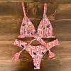 Bikini Set Women Swimwear Push Up Swimsuit Top Solid Bottom Print Brazilian Biquini Bathing Suit Swim Wear Beach 210630