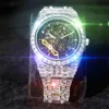 Хип-хоп Full Diamond Iced Out Мужские часы Лучший бренд Роскошные стальные водонепроницаемые мужские часы Мужские часы Relogio Masculino