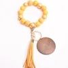 Bracelet porte-clés bois perlé glands porte-clés faveur du parti disque personnalisé oranament souvenir bracelet porte-clés femmes poignet RRE13134