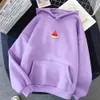 Hoodie women autumn and winter Korean style simple casual watermelon print pattern small fresh women oversized sweatshirt women Y0820