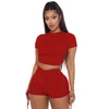 Summer Women Clothes Sportswear Tracksuits Short Sleeve Shorts Outfits Two Pieces Set Top Ladies Pants Suits 2021 Type Selling klw6331