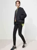 Amii minimalisme hiver pantalon pour femmes décontracté taille haute pantalon Streetwear mince épaissir noir pantalon femme bas 12160084 211115
