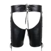 Mutandine da uomo sexy in finta pelle con lacci laterali Bondage Harness Pants Lingerie gotica Open BuOpen Cortch Shorts Gay Fetish Underwear