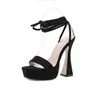 Hochhackige Sandalen, Gladiator-Leder-Damen-Sandale, dünne Absätze, Schuh-High-Heels, Kleid-Schuhe, Mode, sexy Buchstaben-Stoff, 13,5 cm